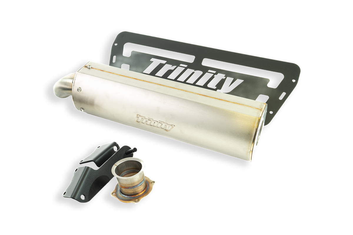 Trinity Racing catalytic slip-on exhaust studio view