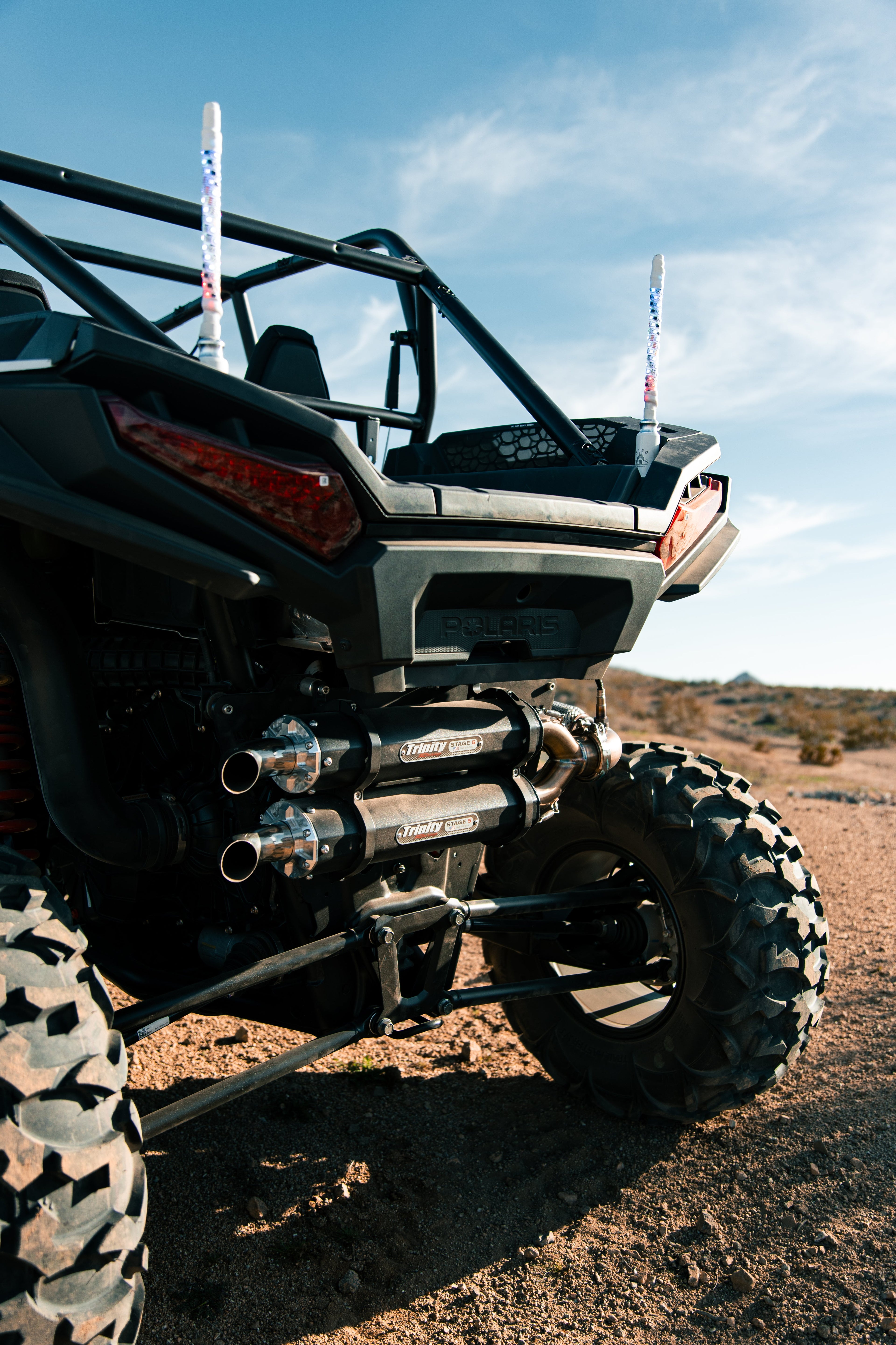 Trinity Racing RZR XP slip-on exhaust detail