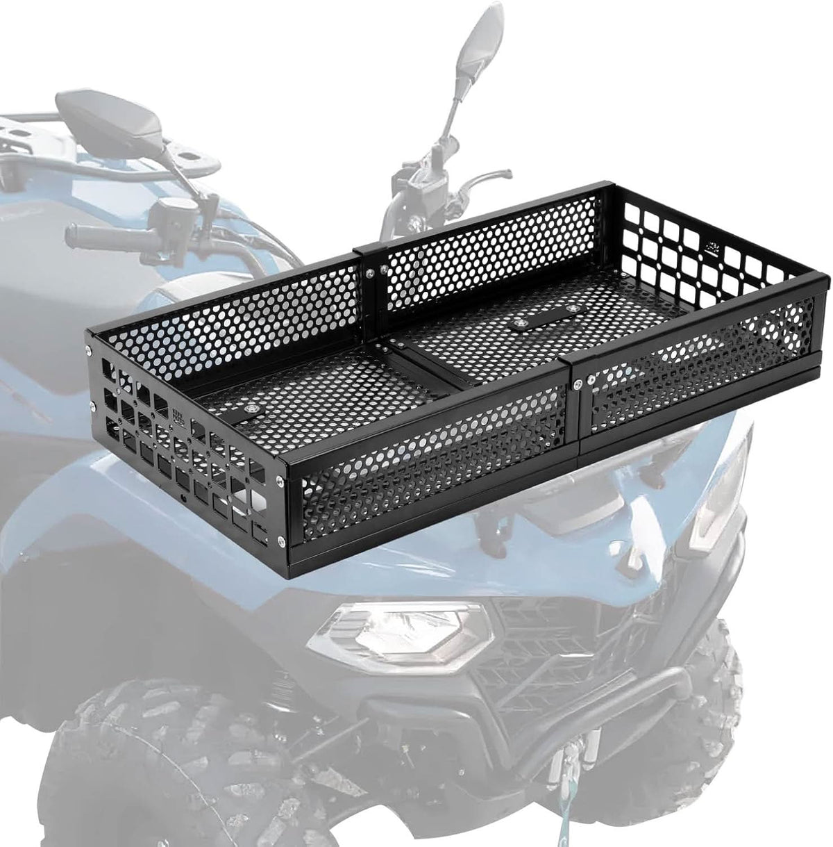ATV Front Cargo Basket with Steel Mesh Surface for Kawasaki, Universal for Golf Cart Tractor