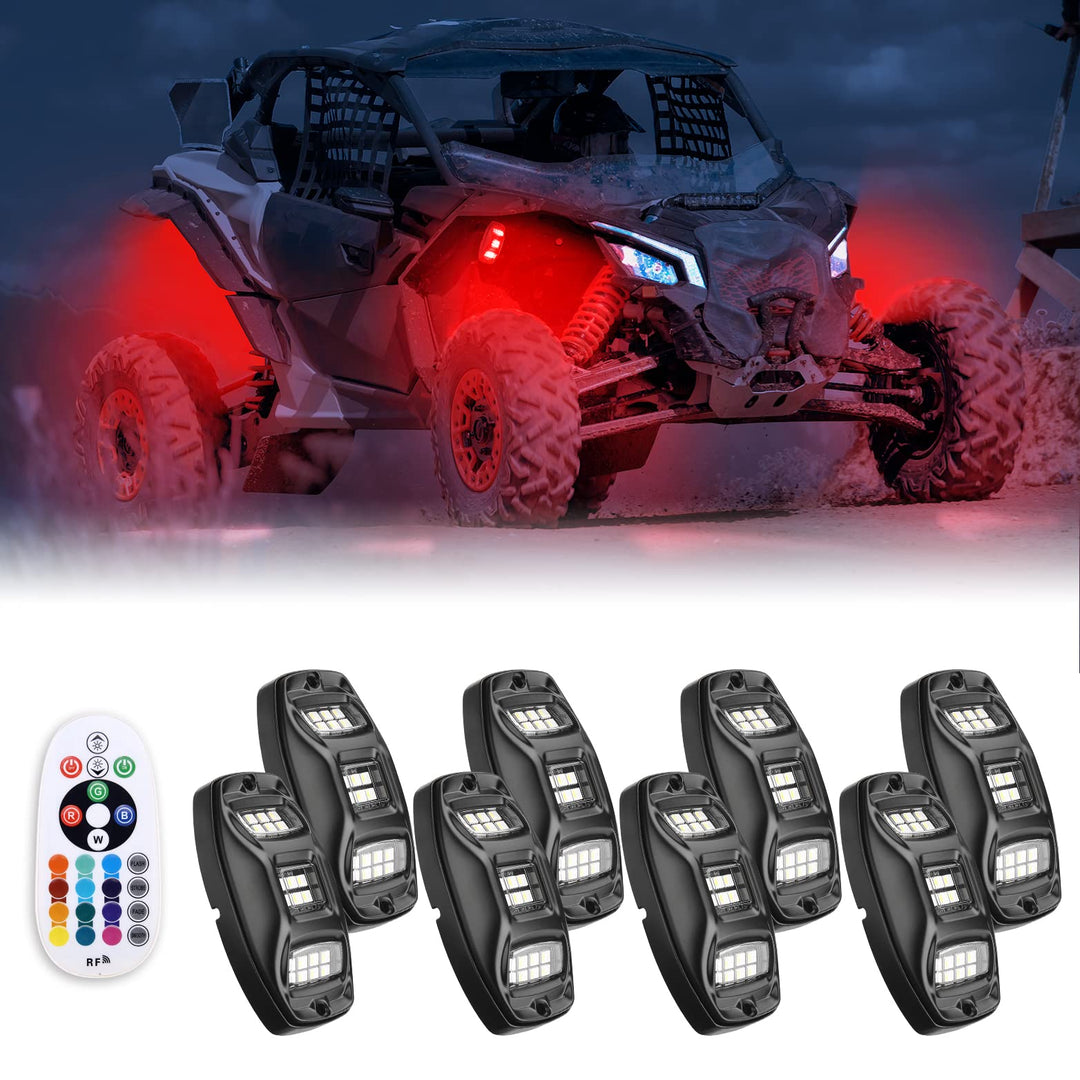 KEMIMOTO Universal 8-Pod RGB Rock Light Kit