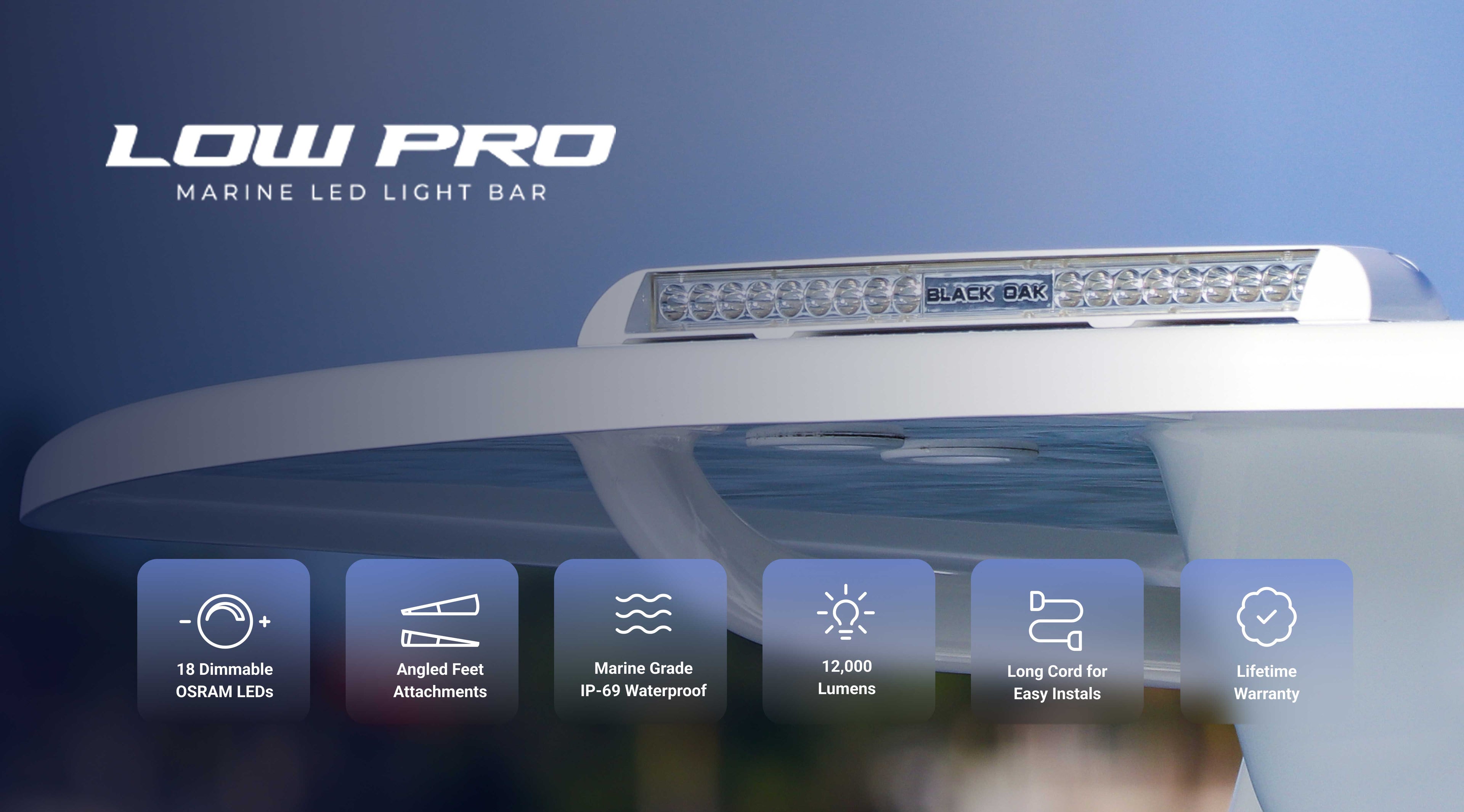 Black Oak LED Low Pro black housing 180W flood light bar LP-BX