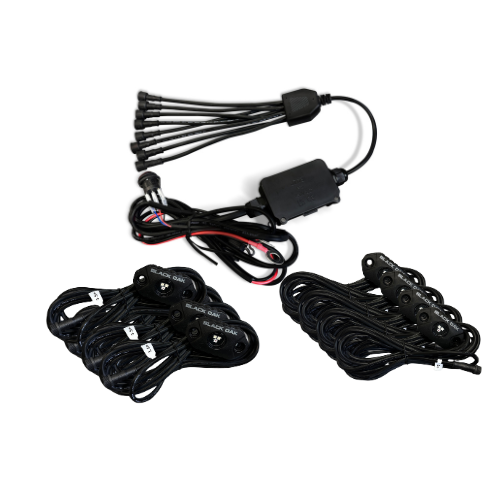 Black Oak LED eight-light RGB rock light wiring layout