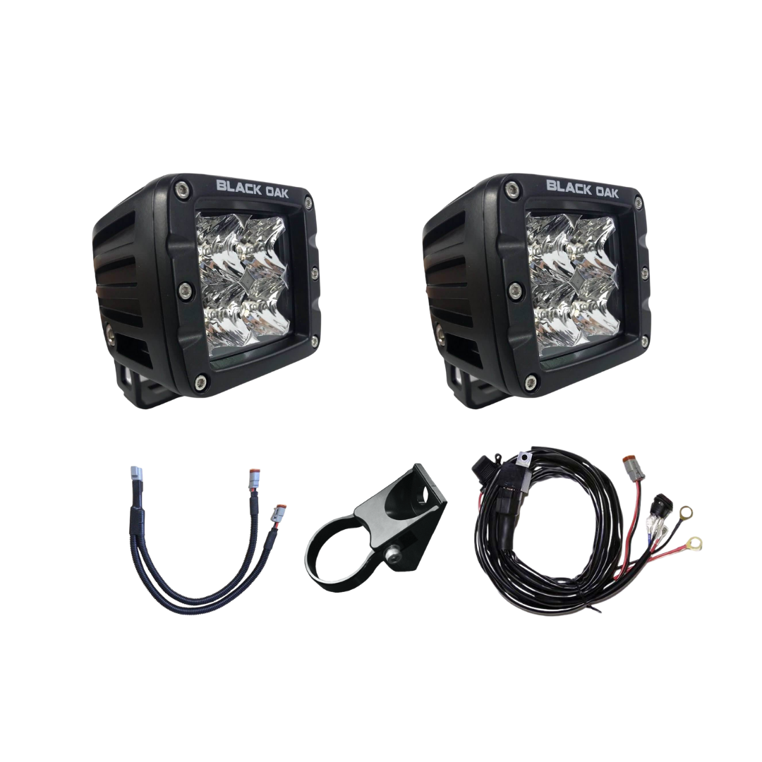 Black Oak LED UTV roll cage pod light kit for 2-inch tube