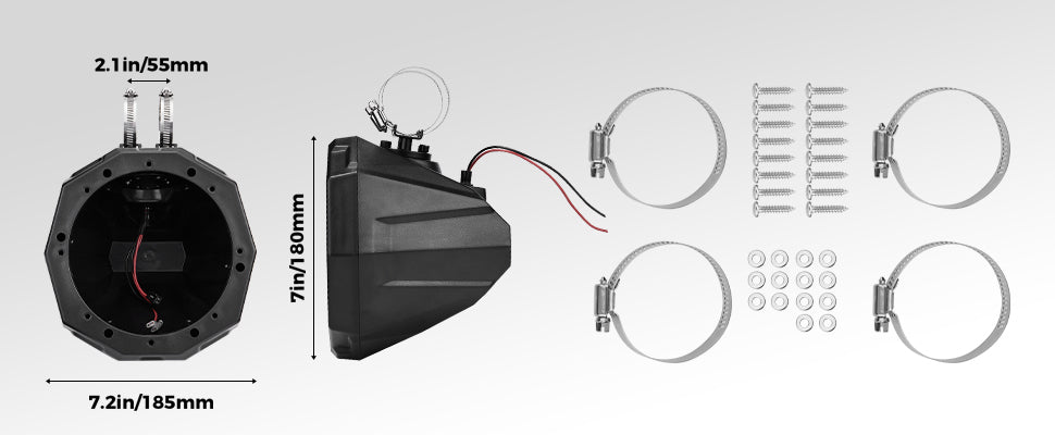 Universal 6.5" Speaker Cage Swivel Pods with 1.75 to 2" Mounting Clamps — manufacturer image 2