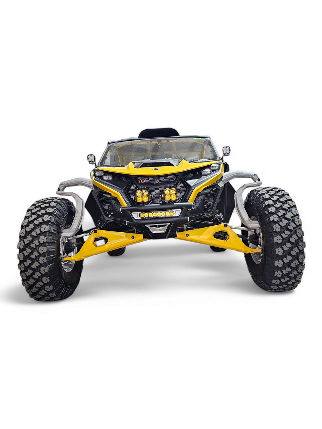 Can-Am Maverick R with Elektric Offroad Amp front winch bumper FWB220010, full front view