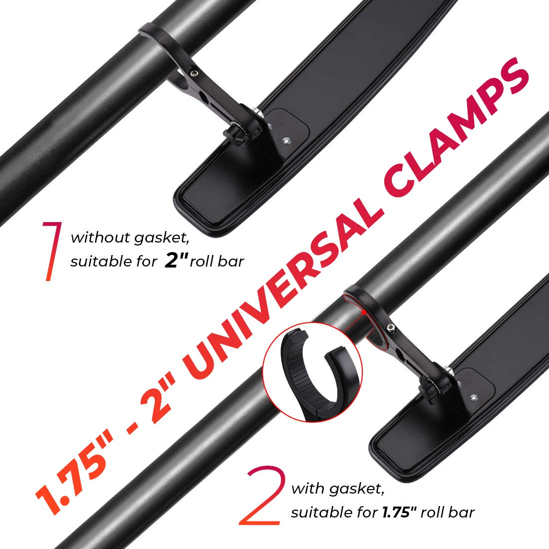 15" UTV Race Convex Center Mirror with 3/4 1.75" or 2" Clamps