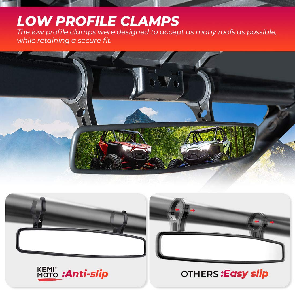 15" UTV Race Convex Center Mirror with 3/4 1.75" or 2" Clamps