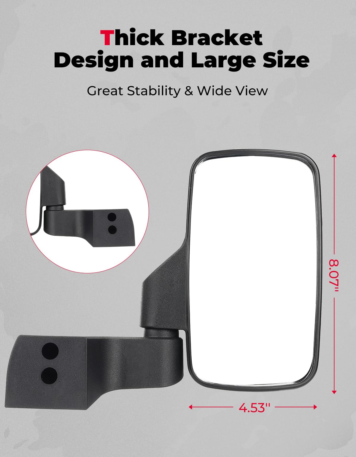 Door Mounted Side View Mirrors for Polaris Ranger/ Commercial Pro XD (1 Pair)