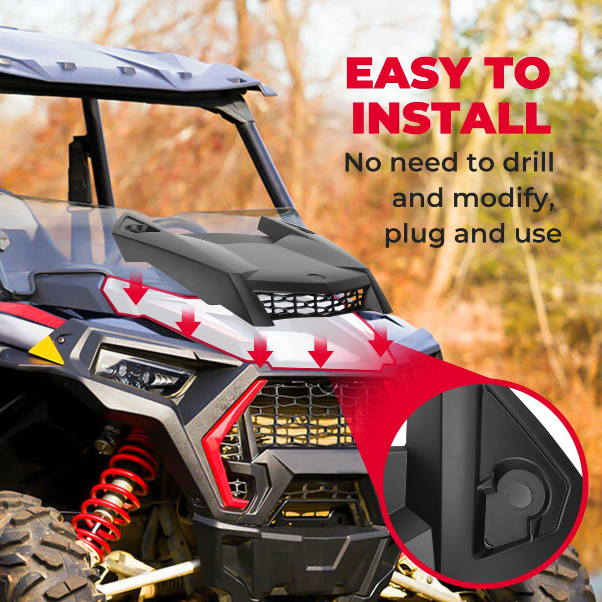 Hood Scoop Replacement Air Intake Cover Kit for Polaris RZR XP 1000