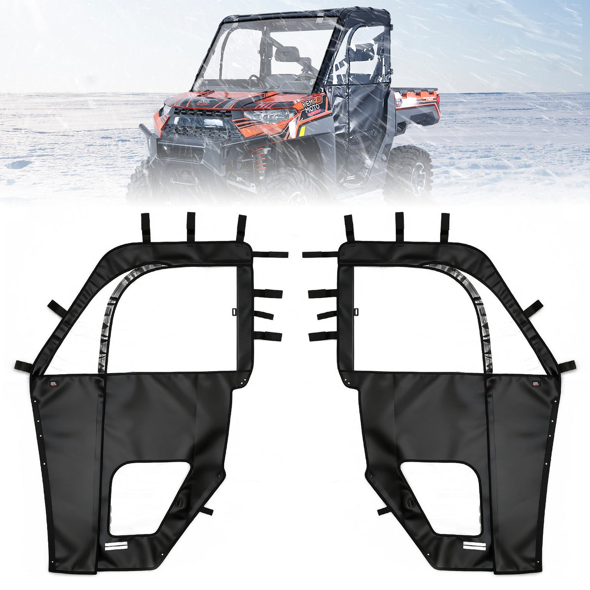 KEMIMOTO UTV Cab Enclosure Upper Doors for Ranger XP 1000 (2017-2025)