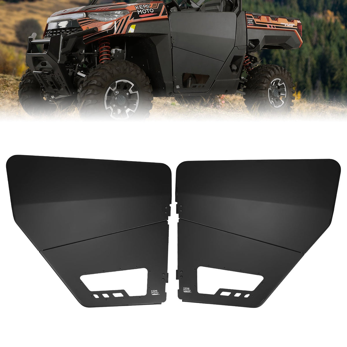 KEMIMOTO UTV Aluminum Half Doors for Polaris Ranger XP 1000 2018-2026