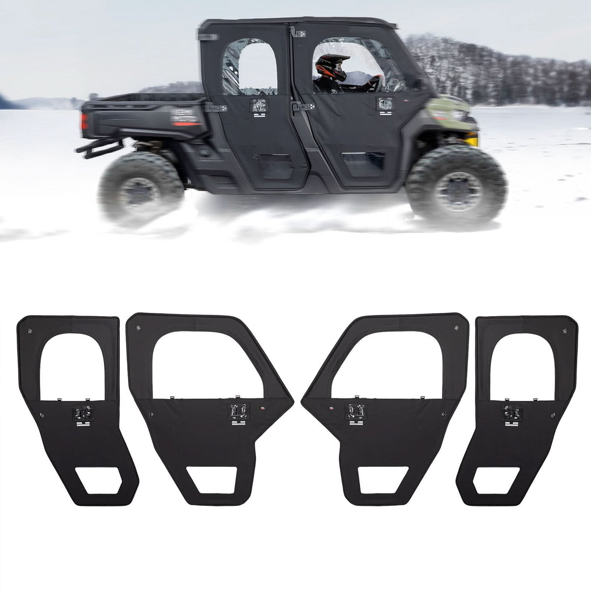 KEMIMOTO UTV Framed Doors for Can-Am Defender Max HD 7/8/9/10 – Full Enclosure Kit, 2022–2026