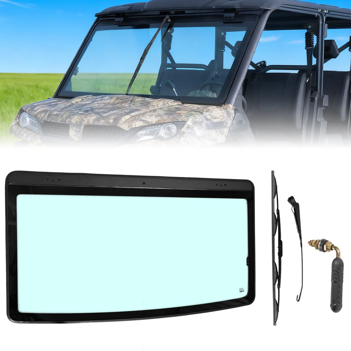 KEMIMOTO Glass Windshield with Wipers for CFMOTO UForce 1000| 1000 XL
