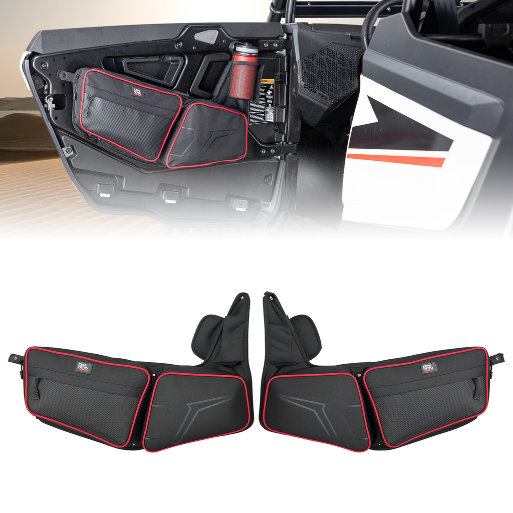 KEMIMOTO UTV Front Side Door Bags for Polaris RZR, Red
