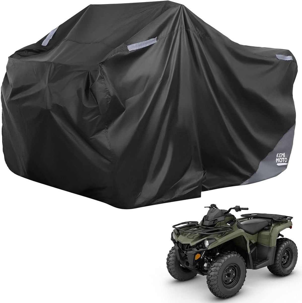KEMIMOTO Universal ATV Cover for 4 Wheeler, Quad Cover for Polaris Sportsman, Fourtrax, Can-Am, Kawasaki, Arctic Cat, CFMOTO (82.7"x51.2"x46.5")