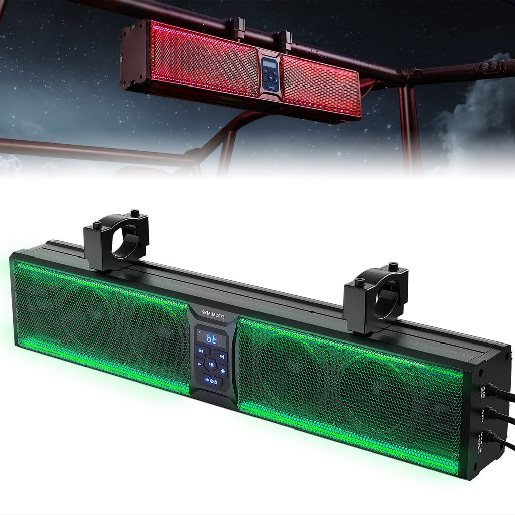 KEMIMOTO 26-Inch RGB 6-Speaker Universal UTV Sound Bar