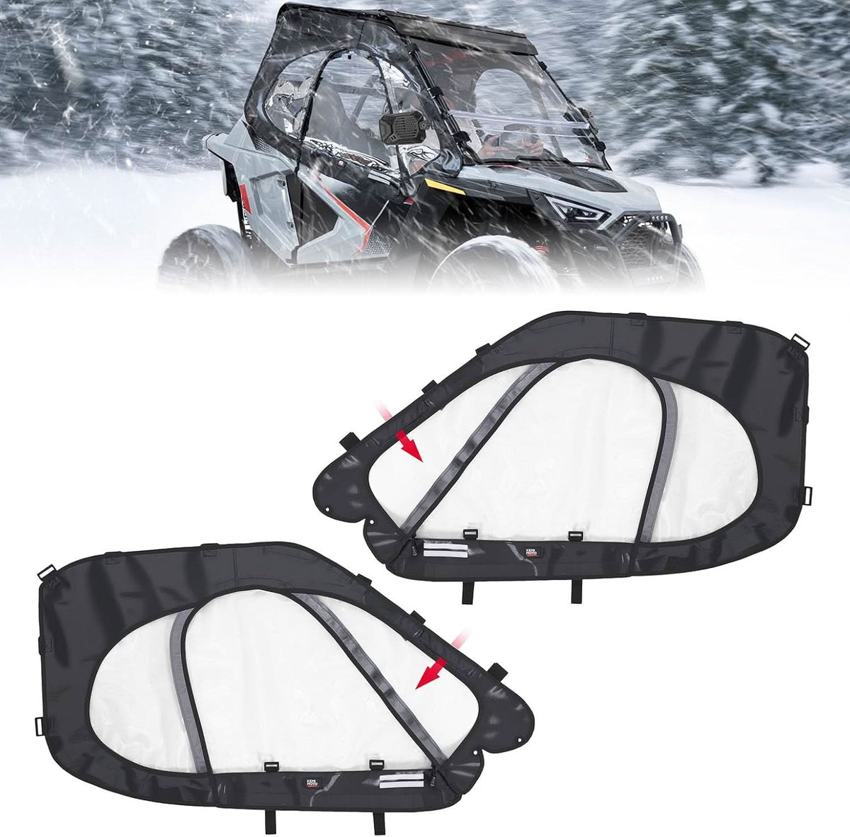 KEMIMOTO UTV Cab Enclosure Upper Doors for 2022-2025 Polaris RZR 200