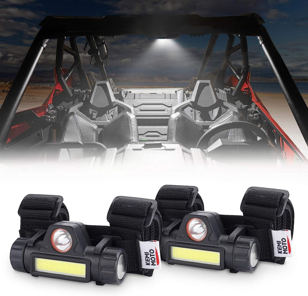 KEMIMOTO rechargeable UTV interior roll-bar lights, 2-pack