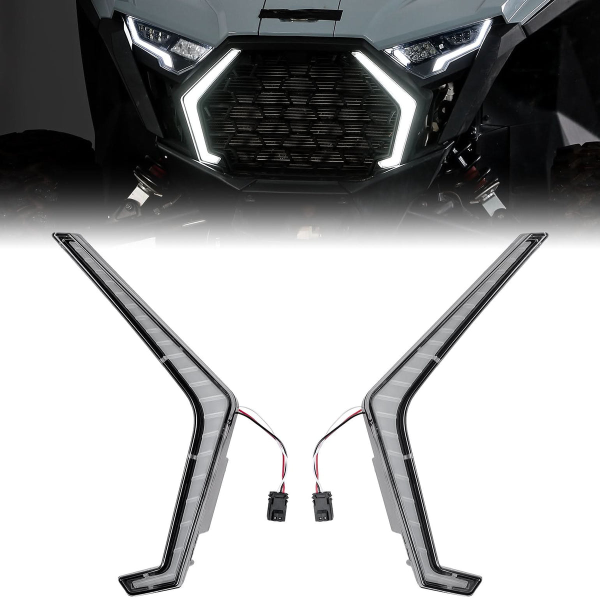 KEMIMOTO LED Grille Fang Lights for Polaris RZR Pro XP/Pro R/S 2025 Waterproof