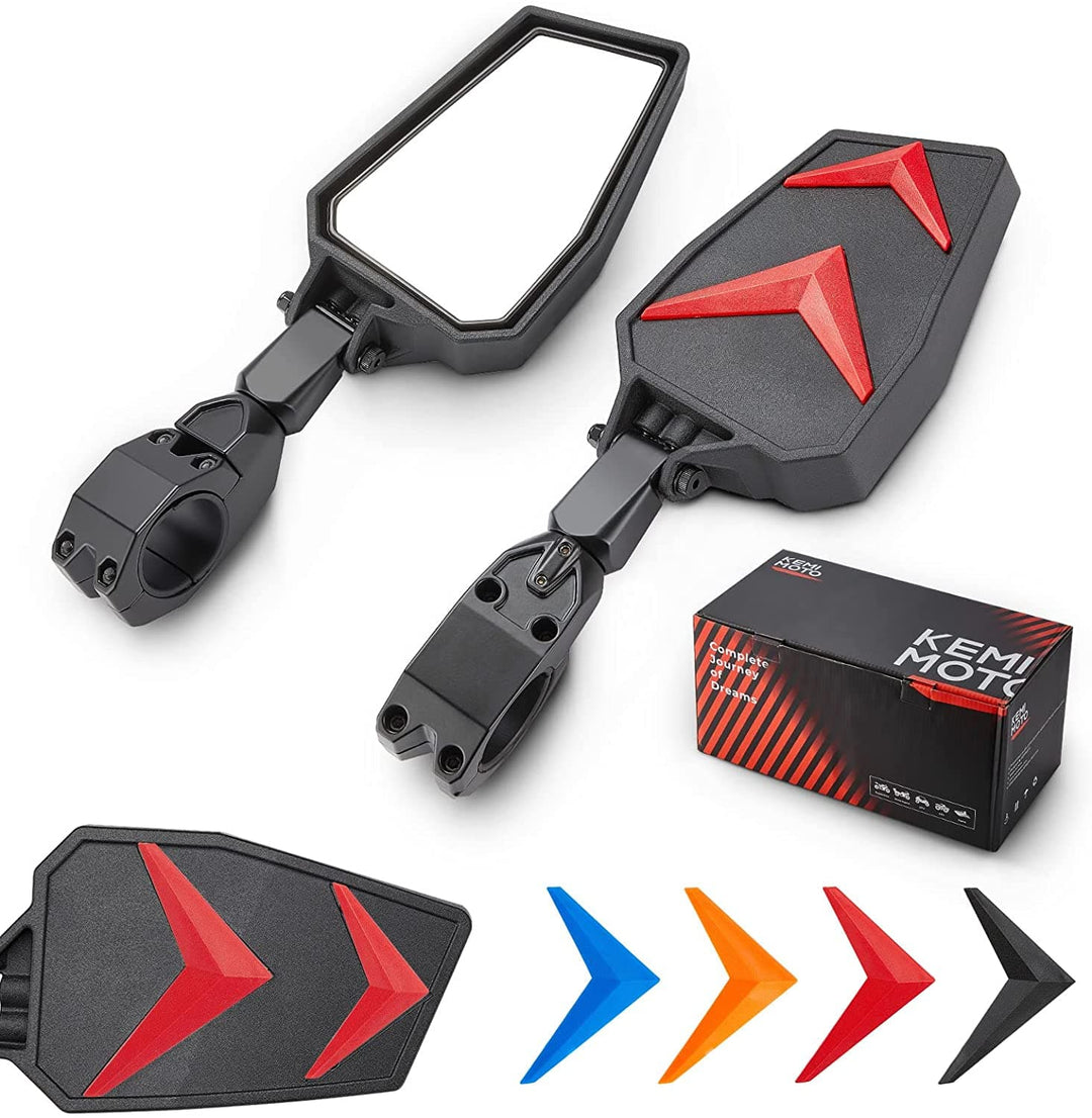 KEMIMOTO adjustable UTV side view mirrors for 1.75 to 2 inch roll bars
