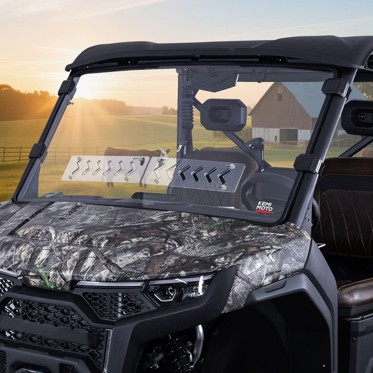 KEMIMOTO 2-in-1 vented front windshield for CFMOTO UFORCE U10 Pro and XL Pro