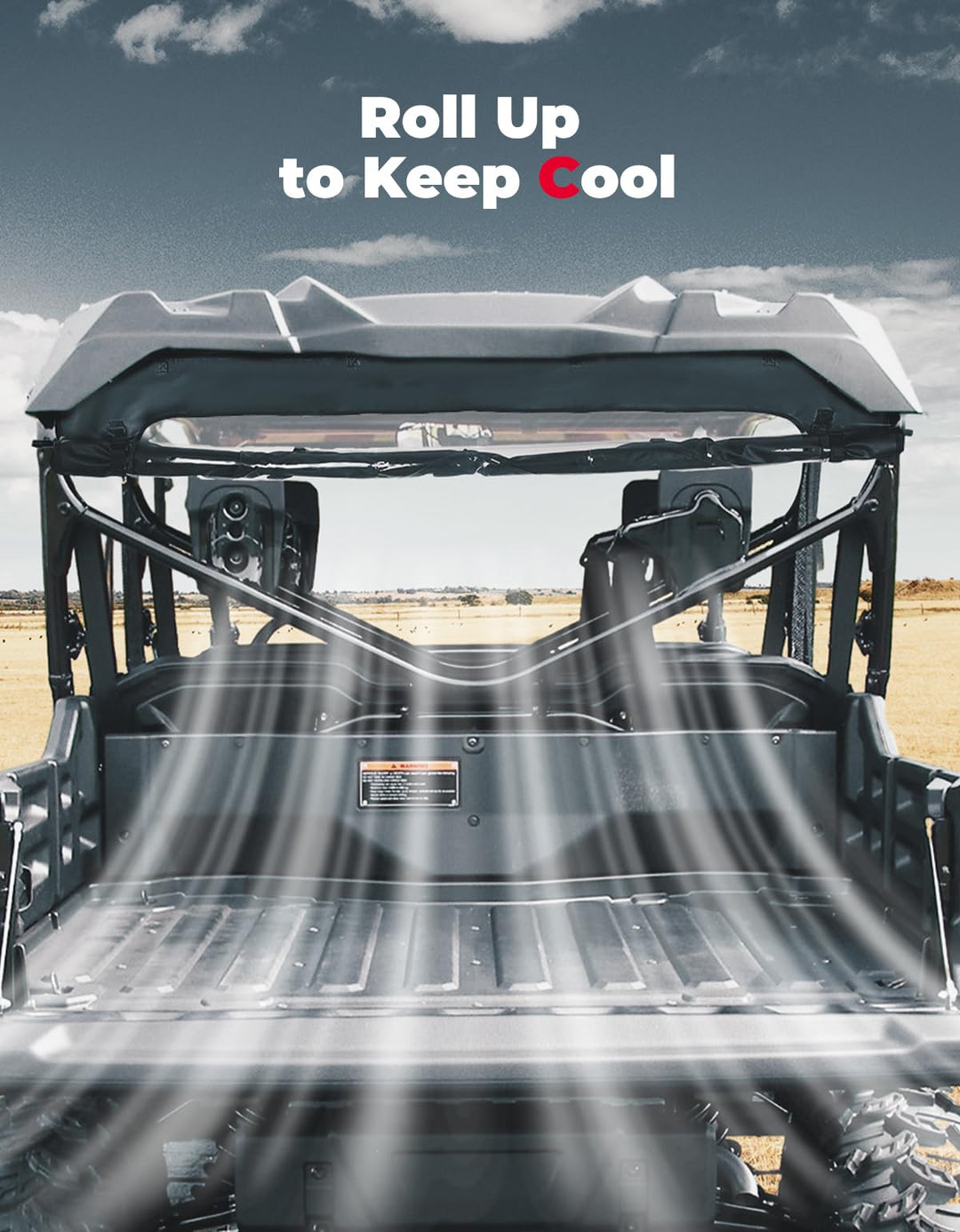 KEMIMOTO roll-up soft rear window for Honda Pioneer 1000-6