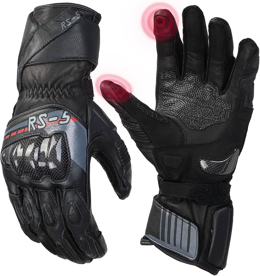 KEMIMOTO leather motorcycle gloves black