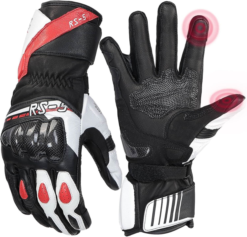 KEMIMOTO leather motorcycle gloves white