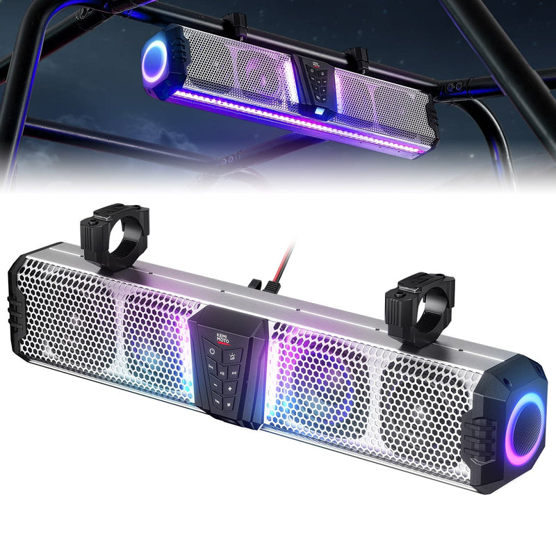 KEMIMOTO Midnight SL60 Gen1.5 Metal 26" RGB UTV Sound Bar for Can-am Golf Cart Marine 1"-2" Roll Bar