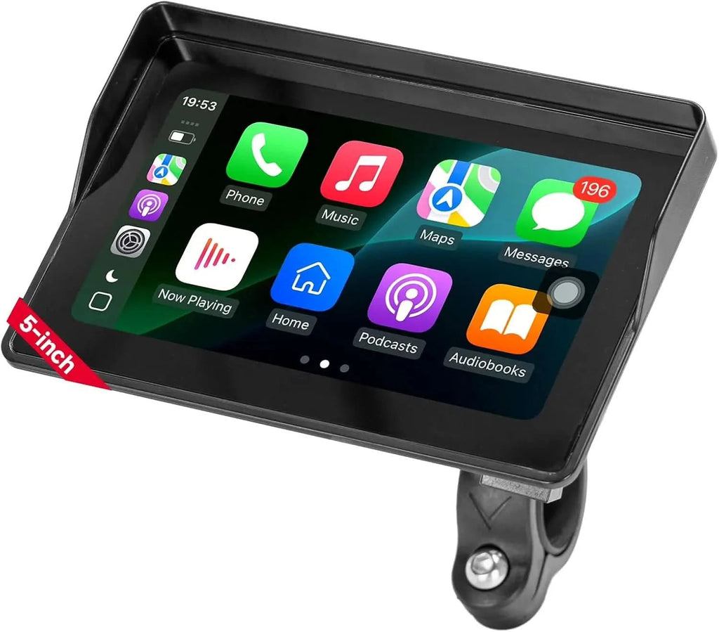 KEMIMOTO 5 inch motorcycle screen with Apple CarPlay and Android Auto