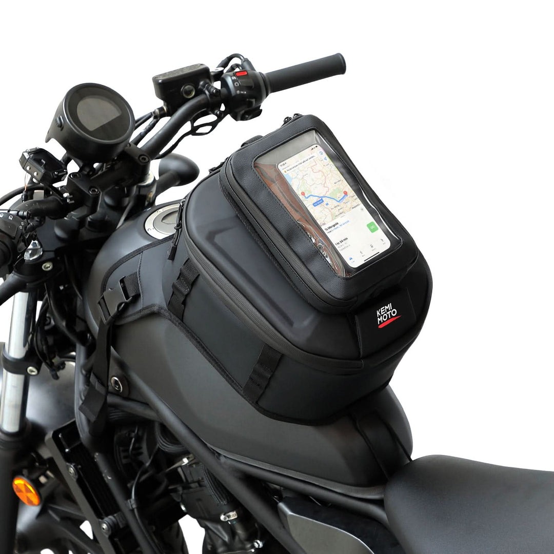 KEMIMOTO expandable motorcycle tank bag with phone holder