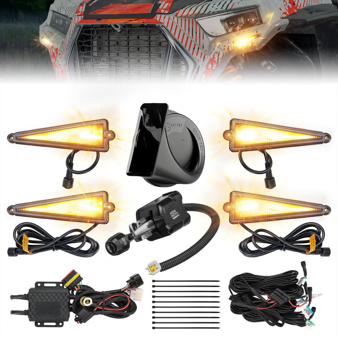 KEMIMOTO universal UTV triangle turn signal kit with column switch and horn