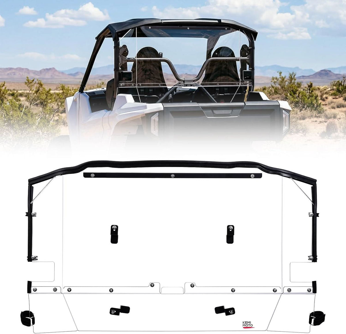 KEMIMOTO hard-coated rear windshield for Yamaha Wolverine RMAX2 2021 and newer