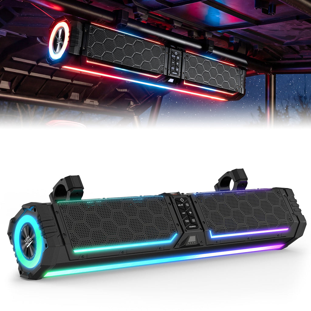Midnight 70 Gen2 Metal Soundbar For Can am Polaris 680W Max Power, IP66 Waterproof & Dual Passive Radiators