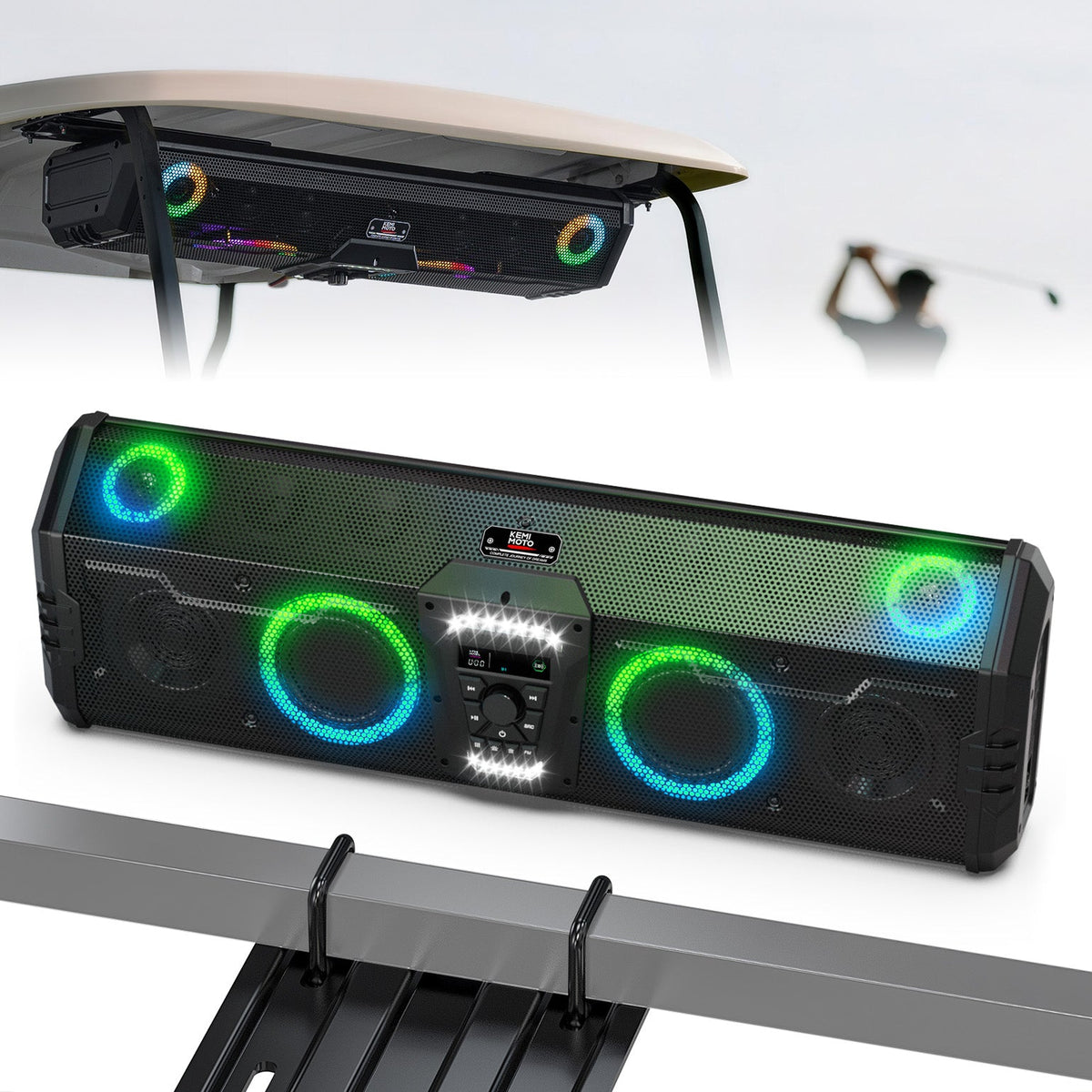Midnight 90 Roof 34" Golf Cart Bluetooth Sound Bar RGB Lights 800W MAX Waterproof Speaker