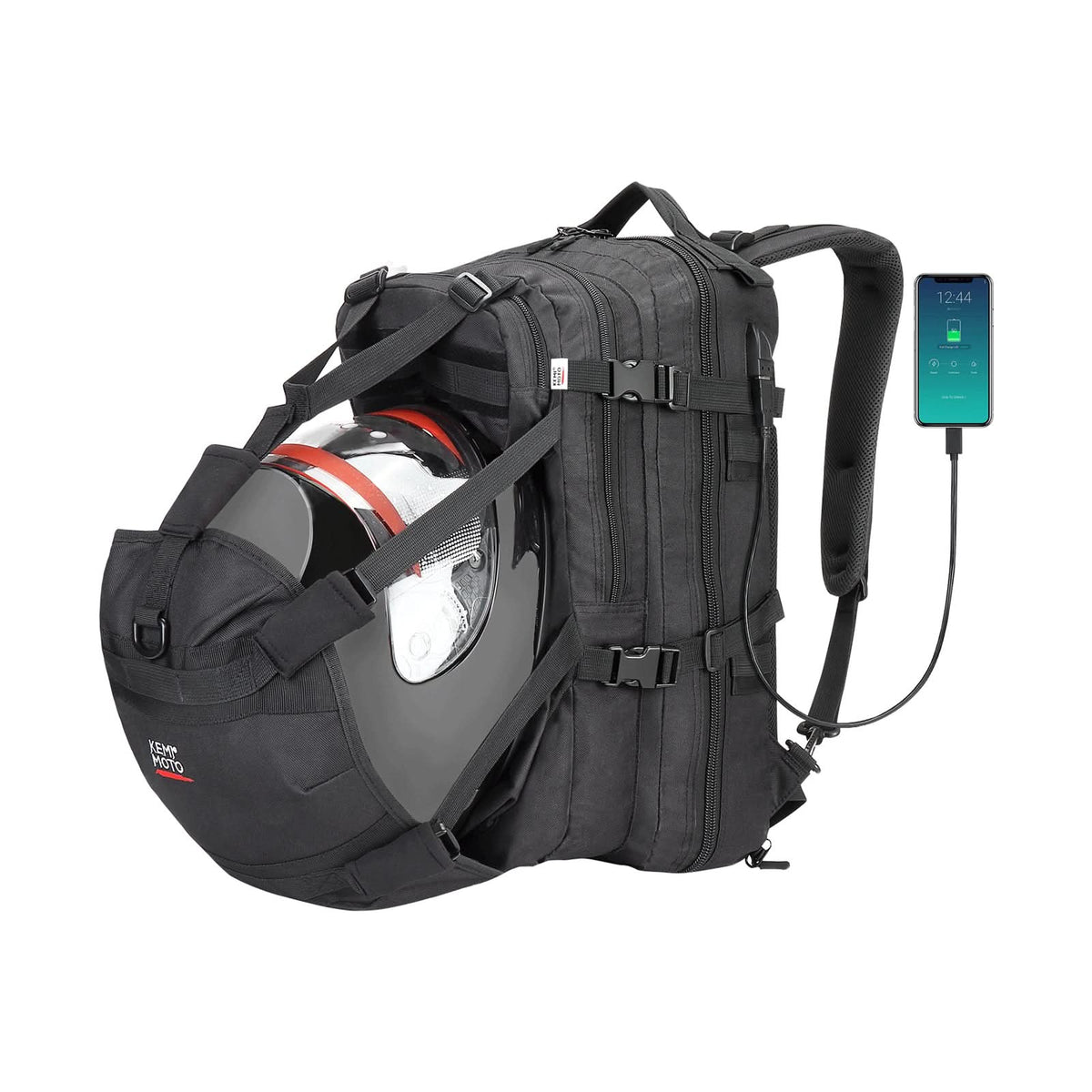 37L Motorcycle Helmet Backpack with USB-charge Port