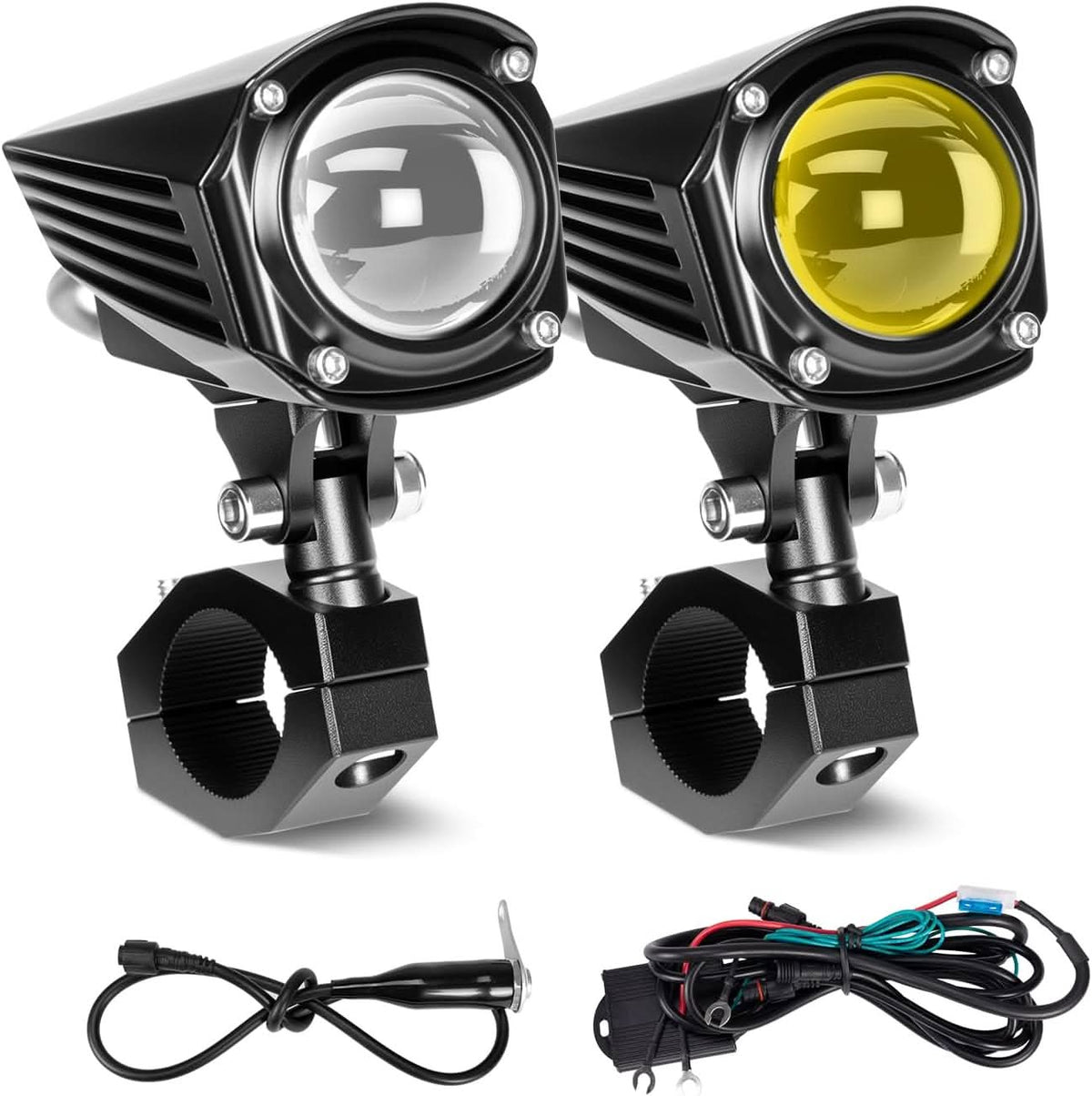 Motorcycle LED Auxiliary Spotlight 60W Dual-Color IP67