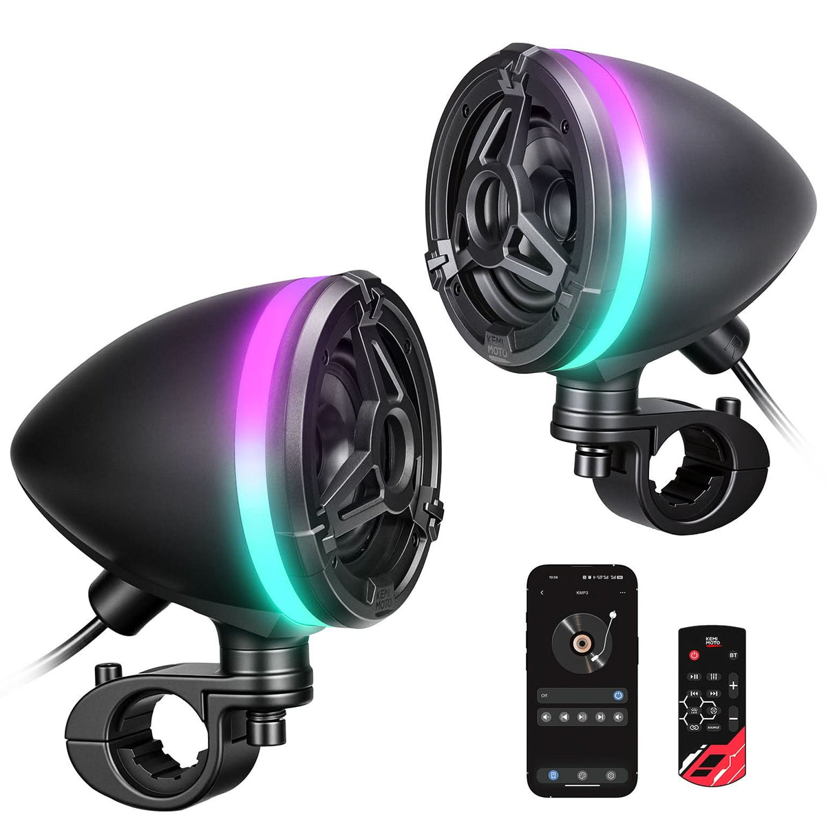 Motorcycle Universal Handlebar Bluetooth Tower Speaker with RGB Lights
