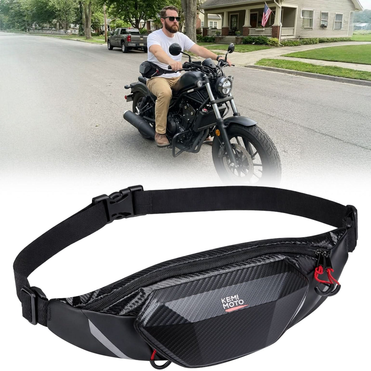 Motorcycle Waist Bag with EVA Hard Shell