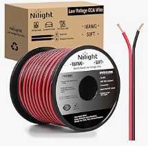 100FT 16AWG Copper Clad Aluminum Wire 16/2 Gauge Red Black CCA Electrical Cable 2 Conductor Parallel 12V/24V DC Flexible Extension Cords for Car Audio Radio Speaker Amplifier