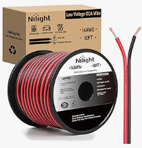 100FT 14AWG Copper Clad Aluminum Wire 14/2 Gauge Red Black CCA Electrical Cable 2 Conductor Parallel 12V/24V DC Flexible Extension Cords for Car Audio Radio Speaker Amplifier