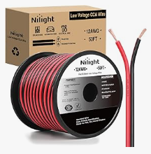 100FT 12AWG Copper Clad Aluminum Wire 12/2 Gauge Red Black CCA Electrical Cable 2 Conductor Parallel 12V/24V DC Flexible Extension Cords for Car Audio Radio Speaker Amplifier