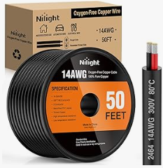 100FT 14AWG Oxygen-Free Copper Wire Red Black Electrical Wires Stranded PVC Cord 2 Conductor Parallel 300V DC Flexible Extension Cords