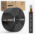 30FT 18 Gauge 3 Conductor Electrical Wire Tinned Oxygen Free Copper Red Black Yellow 3 Wires Parallel 600V DC Flexible PVC Case Extension Cords