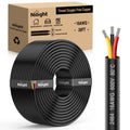 Nilight 10322W — 30FT 16 Gauge 3 Conductor Electrical Wire Tinned Oxygen Free Copper Red Black Yellow 3 Wires Parallel 600V DC Flexible PVC Case Extension Cords