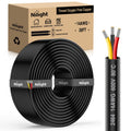 Nilight 10323W — 30FT 14 Gauge 3 Conductor Electrical Wire Tinned Oxygen Free Copper Red Black Yellow 3 Wires Parallel 600V DC Flexible PVC Case Extension Cords