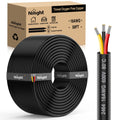 Nilight 10326W — 50FT 16 Gauge 3 Conductor Electrical Wire Tinned Oxygen Free Copper Red Black Yellow 3 Wires Parallel 600V DC Flexible PVC Case Extension Cords