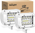 Nilight Marine LED Light Pods Navigation Lights 2PCS 3Inch White Spot Flood Combo Ponton Boat Deck Dock Lights