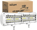 Nilight Marine LED Light Pods Navigation Lights 2PCS 4Inch White Spot Flood Combo Ponton Boat Deck Dock Lights