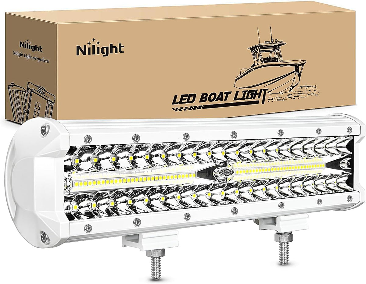 Nilight Marine LED Light Pods Navigation Lights 2PCS 6.5Inch White Spot Flood Combo Ponton Boat Deck Dock Lights